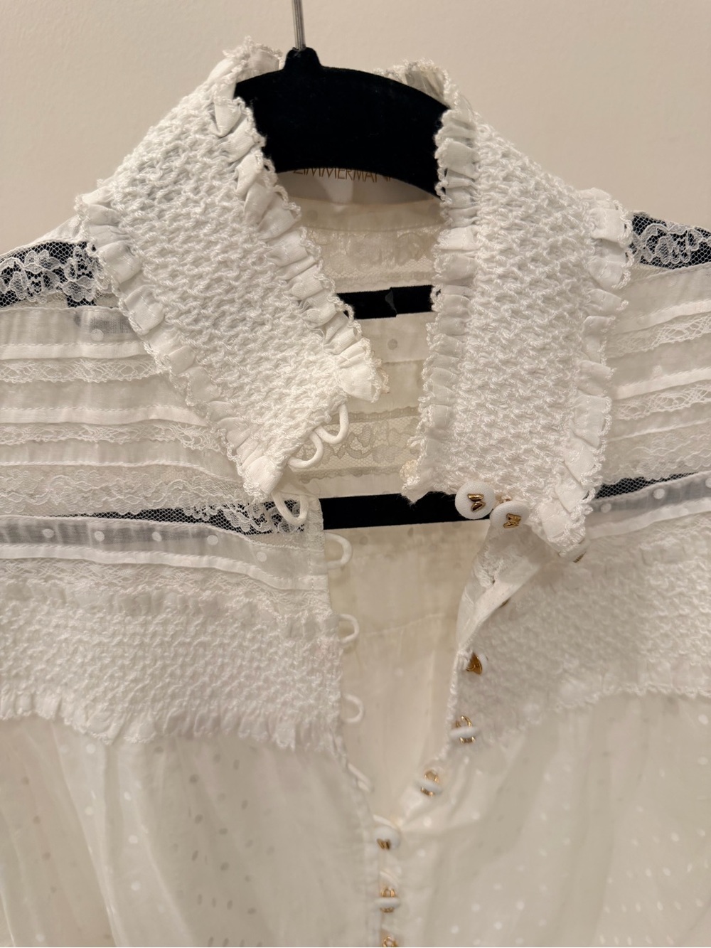 Zimmermann White Sheer Lace Dot-Print Candescent top - Picture 5 of 8